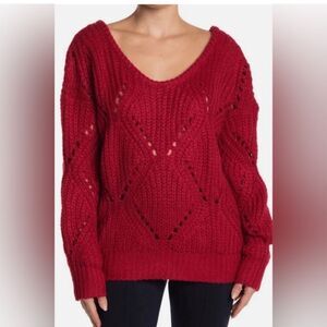 FRNCH Paris V Neck Red Sweater